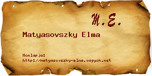 Matyasovszky Elma névjegykártya